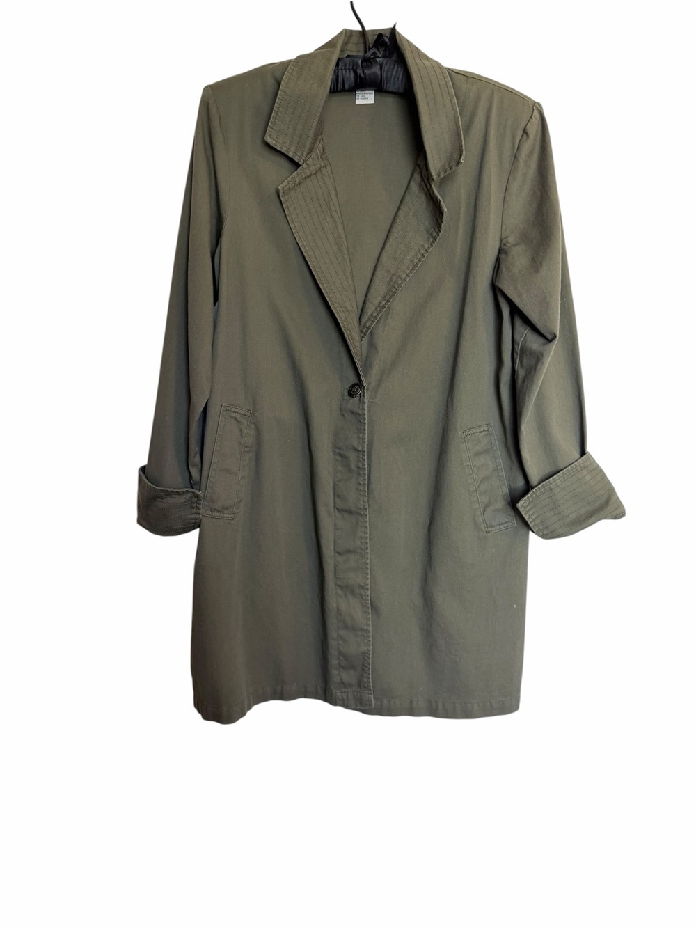 Newport News 100% Cotton Lightweight Olive Utility Longline Trench Jacket